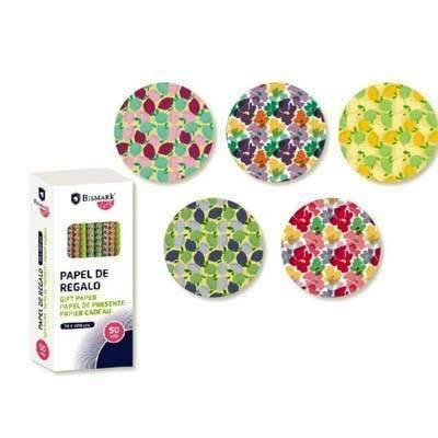 Expositor Bismark rollos papel regalo 50 unidades tropical 2x0,70 metros 331045