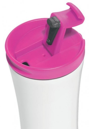 Taza Travel térmica WOW 380 ml, blanco/fucsia 90140023