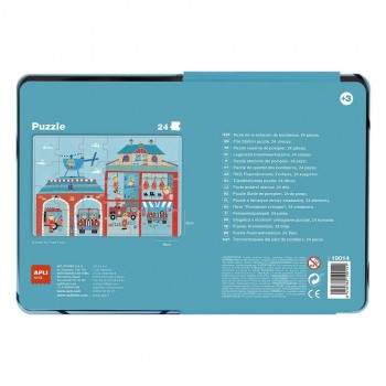 Juego Apli 19014 caja metalica puzle estación bomberos 24 piezas
