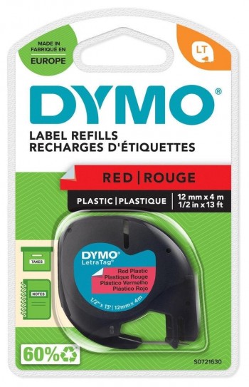 Cinta Dymo Tag 91203 Plastico Rojo S0721630