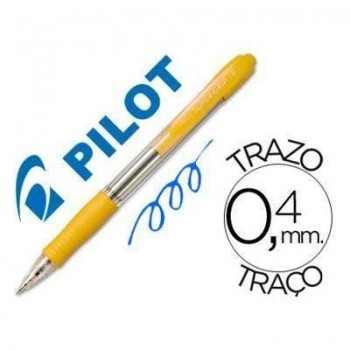 Bolígrato Pilot Super Grip tinta aceite trazo 0,4mm amarillo