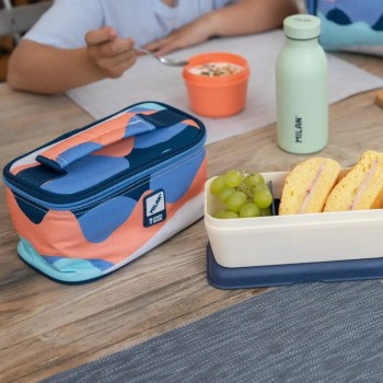 Bolsa isotérmica porta alimentos pequeña con 1 recipiente (1,5 l) serie The Fun, azul Milan 08805FNB