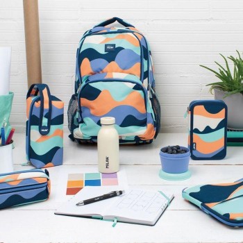 Mochila escolar 4 cremalleras 48cm. serie The Fun, azul Milan 624604FNB