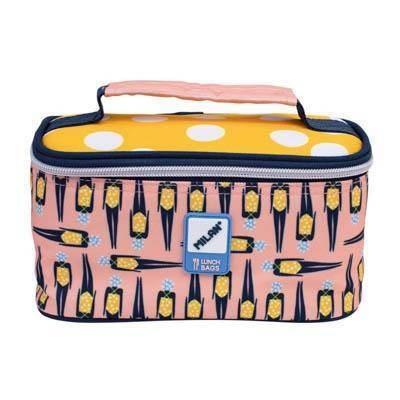 Bolsa isotérmica porta alimentos pequeña con 1 recipiente (1,5 l) serie especial Swims 2, rosa y amarillo Milan 08805SM2