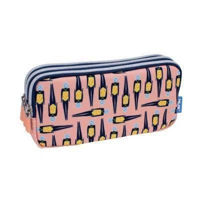 081135SM2 Portatodo 3 cremalleras serie especial Swims 2, rosa y amarillo Milan