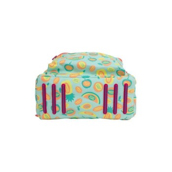 Mochila urbana clásica 2 cremalleras 43cm. serie especial Frutikis, verde y naranja Milan 624605FK