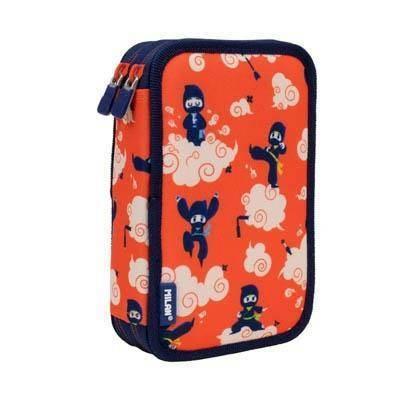 Plumier 2 pisos con contenido serie especial Ninjutsu, rojo Milan 081264NJ