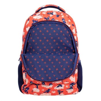 624601NJ Mochila escolar 2 cremalleras 45cm. serie especial Ninjutsu, rojo Milan