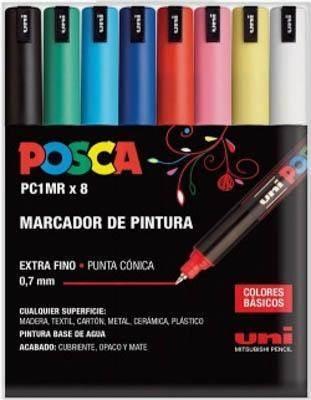 Rotulador Posca Basic B/8 colores PC1MR/8C 0,7mm roller 182634684