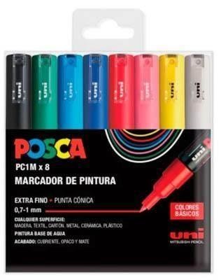 Rotulador Posca Basic B/8 colores PC1M/8C 0,7mm conico 182634667