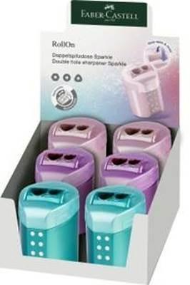 Sacapuntas Faber Castell doble RollOn Sparkle con deposito caja 6 surtidos 183900
