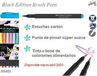 Estuche cartón 6 rotuladores punta pincel pastel surtidos Black edition 116453 Faber Castell