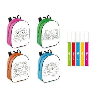Mochila para colorear 30 cm con rotuladores Bismark 331457