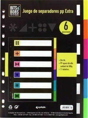 Separadores PP 6p DIN-A4 Bits&Bobs FLÚOR 41262400 Grafoplas