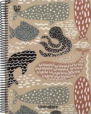 Cuaderno Tapa Dura A4 80H 4x4mm UniNature ballenas 88528604 Grafoplas