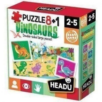 Juego Headu 130012097 Puzzle 8+1 Dinosaurs