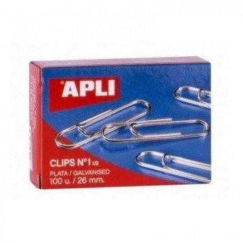 Caja clips plata Nº1  26MM 100U. 11713