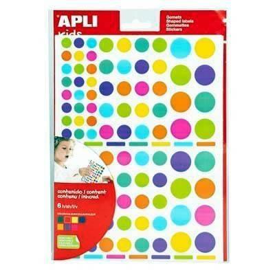 Gomette Apli 18463 Redondos multicolor 6 hojas removible 624 unidades