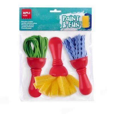 Pinceles Apli Maxi blister 3 unidades goma eva y esponja surtidos 19414