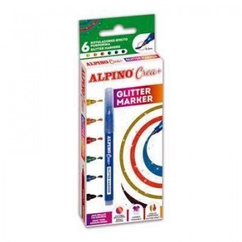 Rotulador Alpino Crea+ Glitter marker caja 6 unidades AR000178