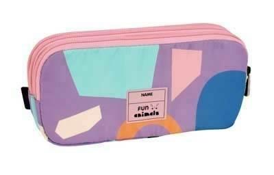 081135FAPR Portatodo 3 cremalleras serie especial FUN ANIMALS violeta Milan