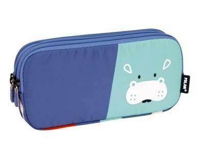081135FAB Portatodo 3 cremalleras serie especial FUN ANIMALS azul Milan