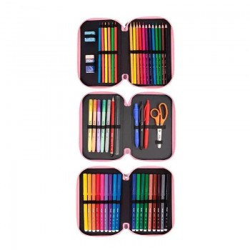 Plumier 3 pisos con contenido serie especial FUN ANIMALS naranja Milan 081364FARN
