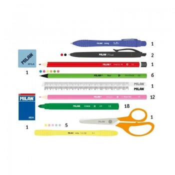 Plumier 3 pisos con contenido serie especial FUN ANIMALS naranja Milan 081364FARN