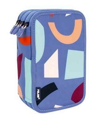 081364FAB Plumier 3 pisos co contenido serie especial FUN ANIMALS azul Milan