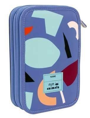 Plumier 2 pisos con contenido serie especial FUN ANIMALS azul Milan 081264FAB