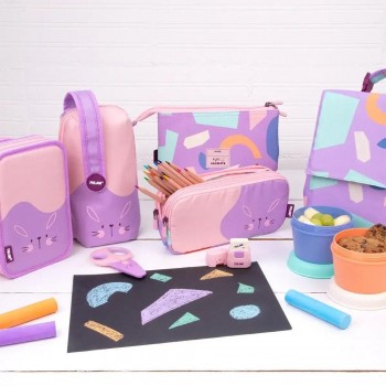 Kit 4 estuches con contenido serie especial FUN ANIMALS violeta Milan 08872FAPR