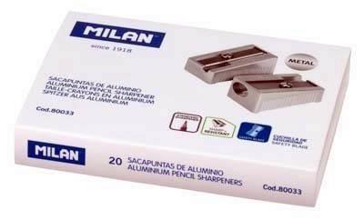 80033 Cajita 20 sacapuntas MILAN aluminio Milan