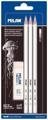 Blister 3 lápices blancos + 1 goma 4824 Milan BYM10494