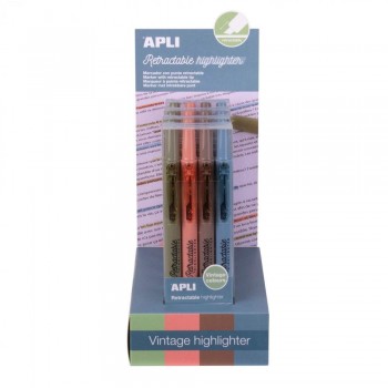 19493 ROTULADOR FLUORESCENTE RETRACTIL VINTAGE B/4 SURTIDO APLI