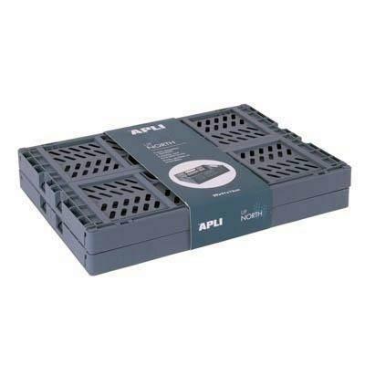 19555 PACK 2 CAJAS PLEGABLES 29X21X12CM AZUL APLI