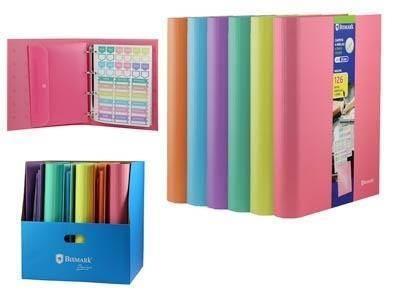 331702 CARPETA A4 NEON-PASTEL 4 ANILLAS 35D C/ COMPLEMENTOS BISMARK