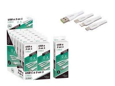 331751 CABLE CARGADOR USB A 3 EN 1 UMAY