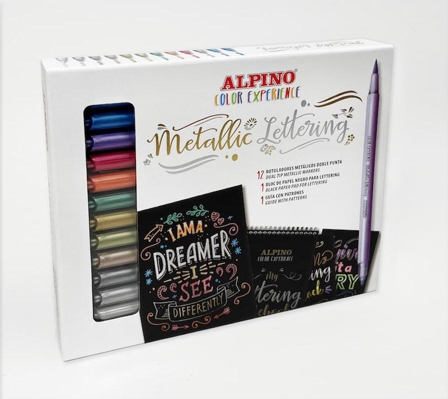 Kit rotulador Alpino AR010701 caja de 12 unidades metallic lettering doble punta color experience