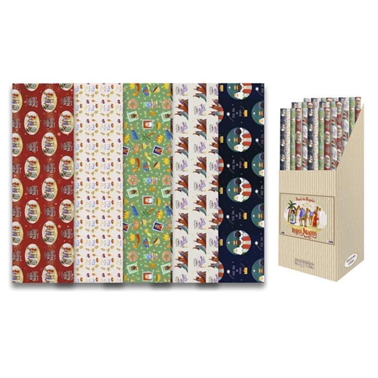 Expositor Arguval rollos papel regalo 50 unidades Reyes Magos 70x100cm. 47519