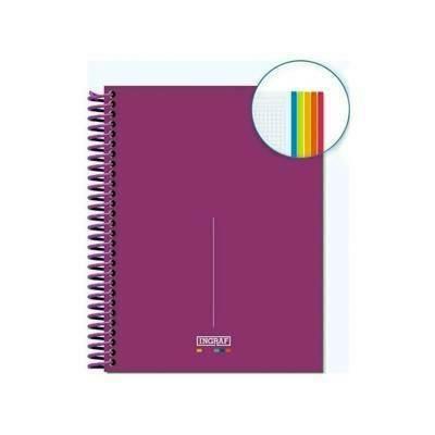 Block Ingraf A5 120 hojas 5x5 90 gramos tapa extradura 350754 lila soft Napoles