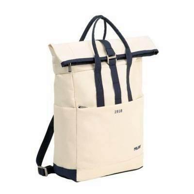 Mochila urbana 42cm con cierre superior enrollable serie 1918 beige 624302SNCBG Milan