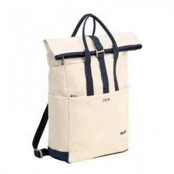 Mochila urbana 42cm con cierre superior enrollable serie 1918 beige 624302SNCBG Milan