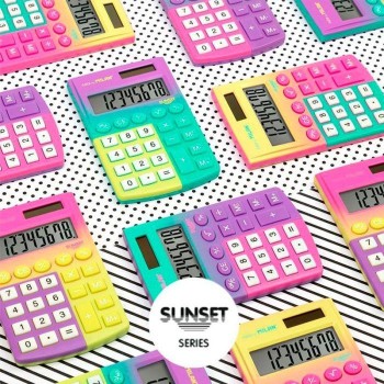 Caja calculadora pocket 8 dígitos Sunset amarillo-rosa 151008SNPR Milan