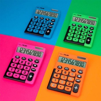 Caja calculadora sobremesa 10 dígitos Duo azul 150610TDB Milan