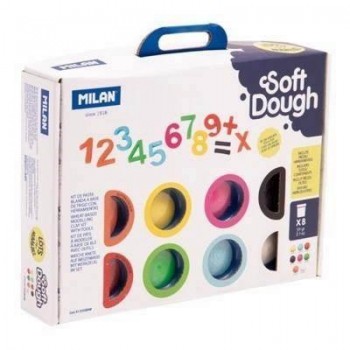 Maletín 8 botes 59g pasta blanda Soft Dough con herramientas Números 913308NM Milan