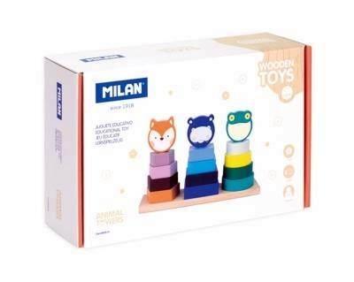 Juguete educativo de madera torres apilables Animals Towers 660515 Milan