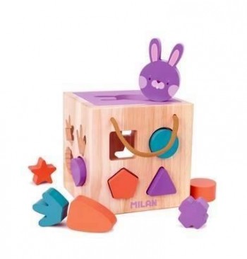 Juguete educativo de madera cubo para encajar piezas Rabbit 660505 Milan