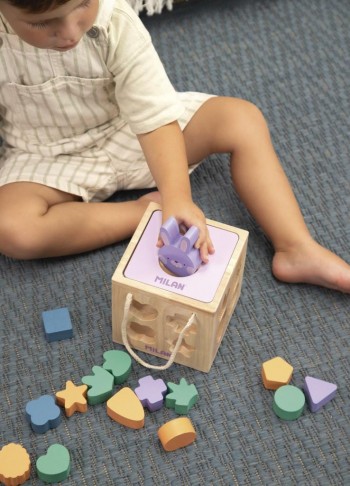 Juguete educativo de madera cubo para encajar piezas Rabbit 660505 Milan