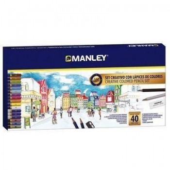 SET MANLEY LAPICES DE COLORES 40UDS. MLA00040