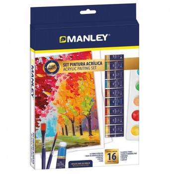 SET PINTURA ACRILICA MANLEY 16UDS. MDV00100